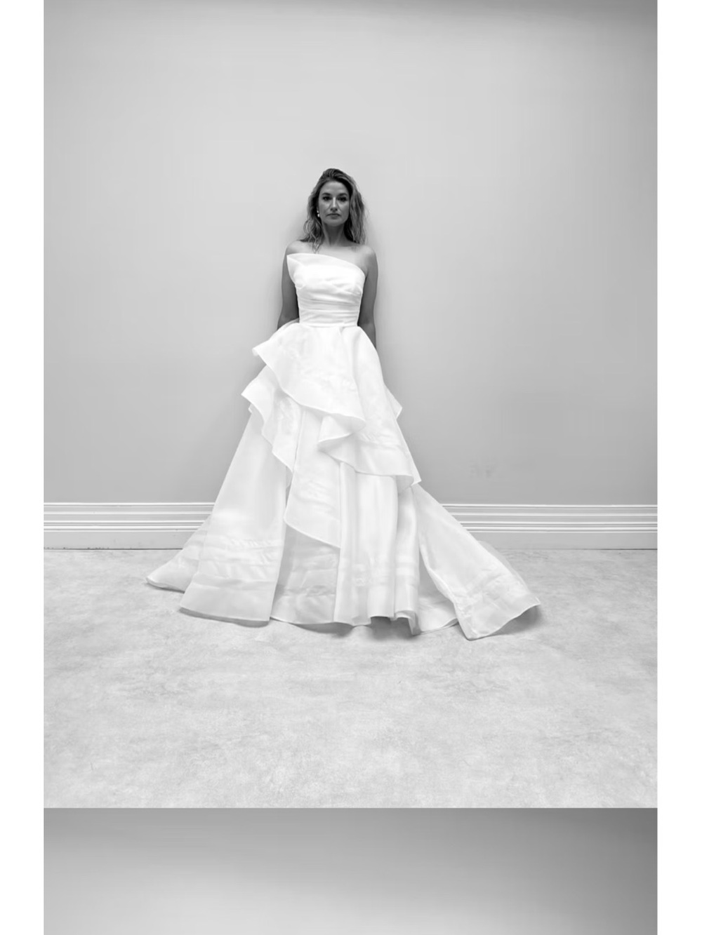 Lightweight Layered Assymetrical Justin Alexander Wedding Dress